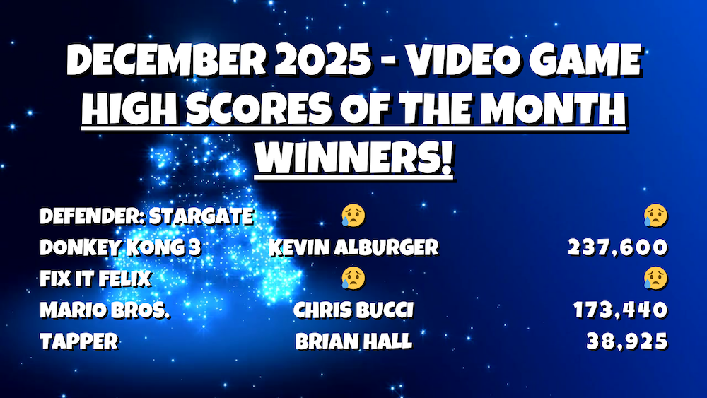 December 2025 Video Game Monthly High Score Winners
